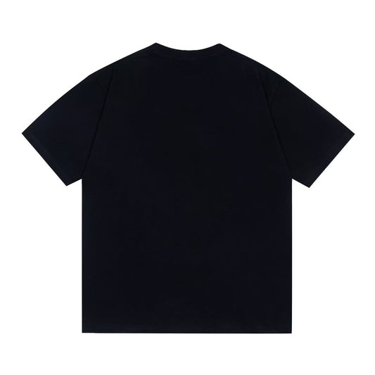 Black Heart WiFi Letter Logo Graphic T-Shirt, Crew Neck Short Sleeve Casual Tee