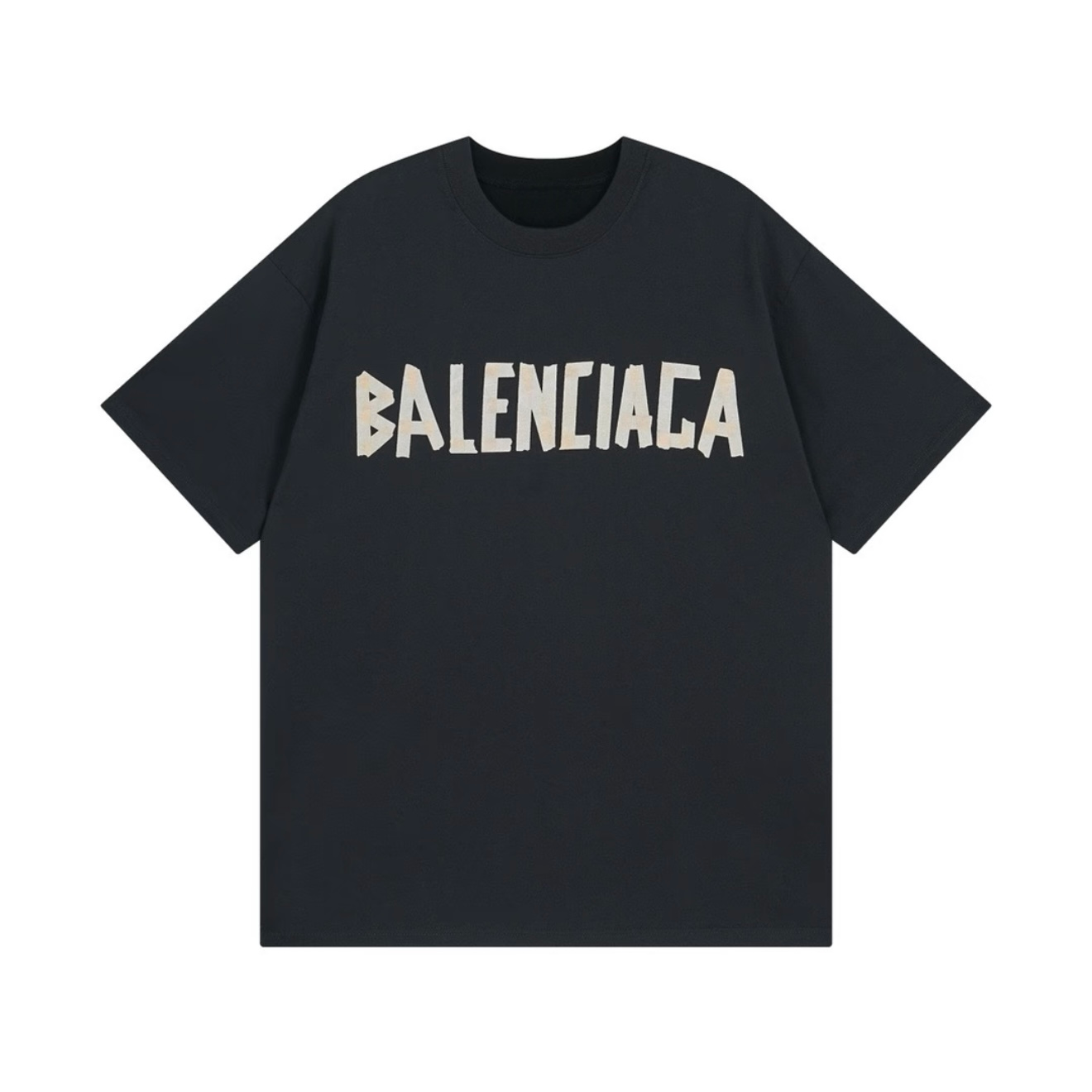 New Black Jersey Knit T-Shirt, Crew Neck Short Sleeve Loose Fit Casual Tee