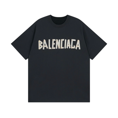 New Black Jersey Knit T-Shirt, Crew Neck Short Sleeve Loose Fit Casual Tee