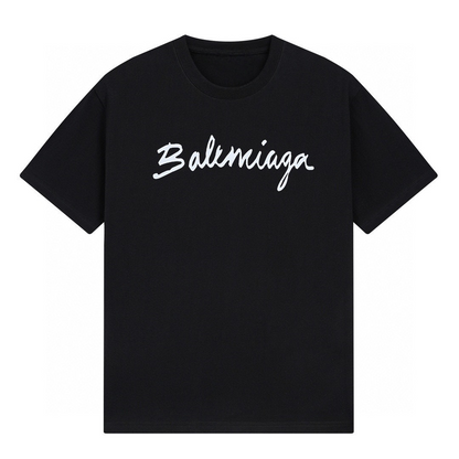 New Black Handwritten Letter Logo Graphic T-Shirt, Crew Neck Short Sleeve Casual Tee