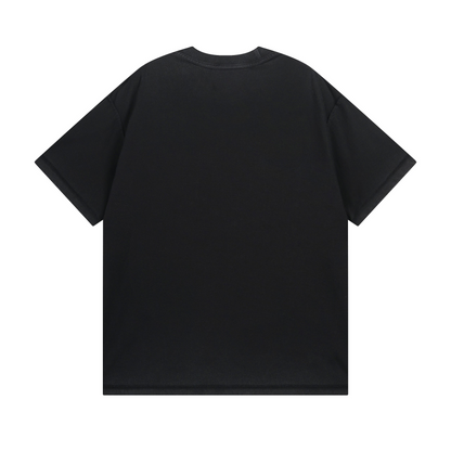 New Black Crew Neck Jersey Knit T-Shirt, Short Sleeve Loose Fit Casual Tee