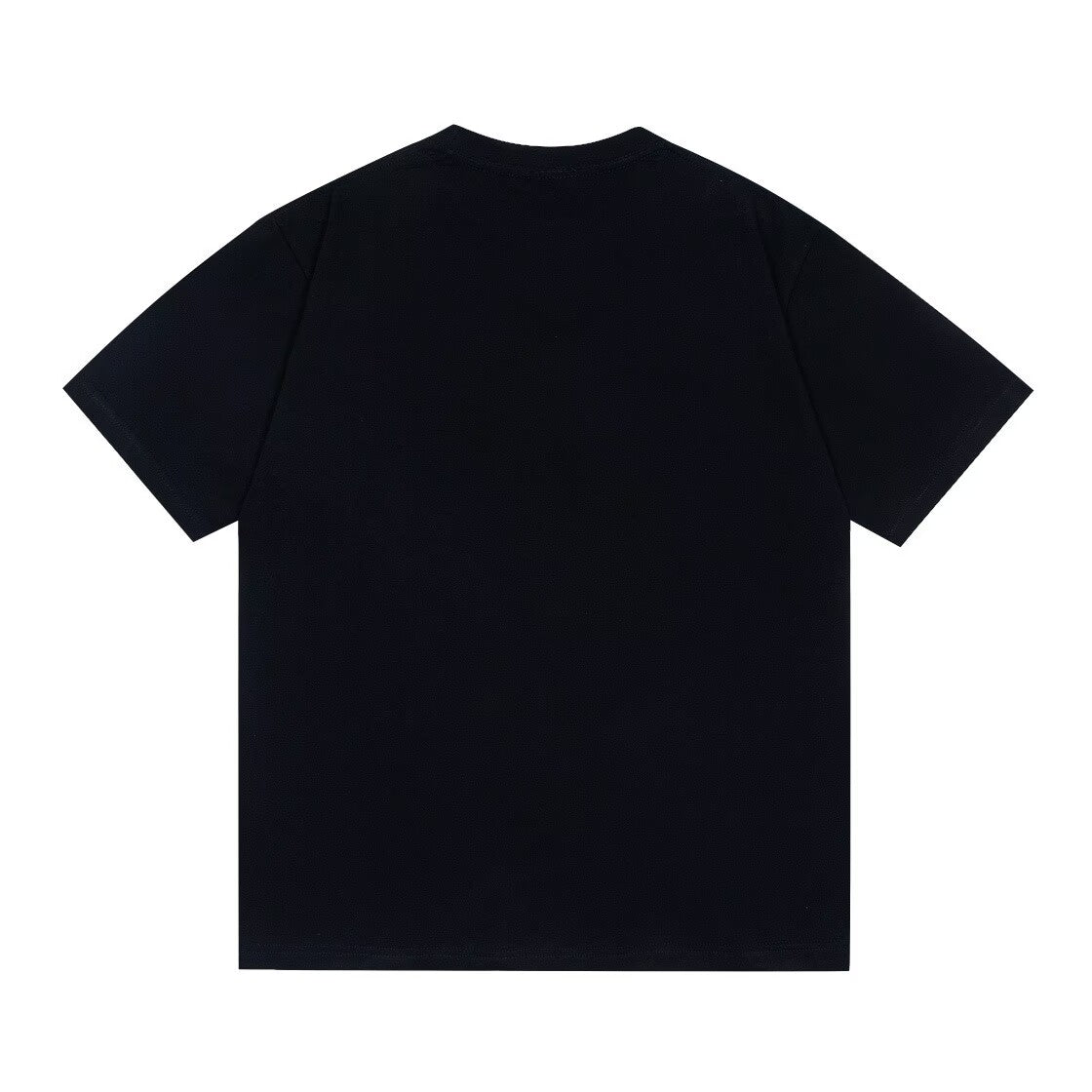 New Blue Label Logo Print T-Shirt, Crew Neck Short Sleeve Streetwear Black Tee