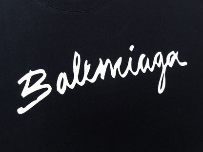 New Black Handwritten Letter Logo Graphic T-Shirt, Crew Neck Short Sleeve Casual Tee