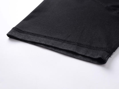 New Black Crew Neck Jersey Knit T-Shirt, Short Sleeve Loose Fit Casual Tee