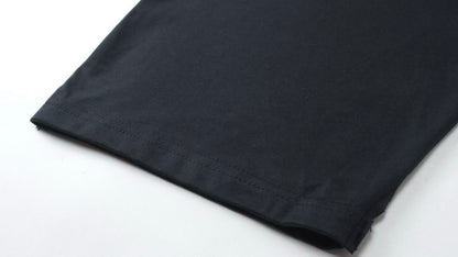 New Black Jersey Knit T-Shirt, Crew Neck Short Sleeve Loose Fit Casual Tee