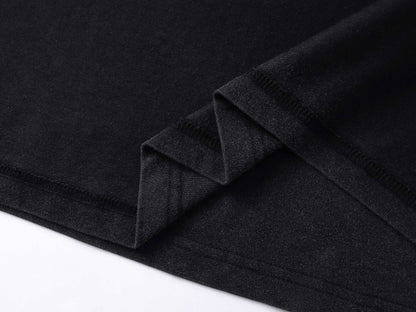 New Black Crew Neck Jersey Knit T-Shirt, Short Sleeve Loose Fit Casual Tee