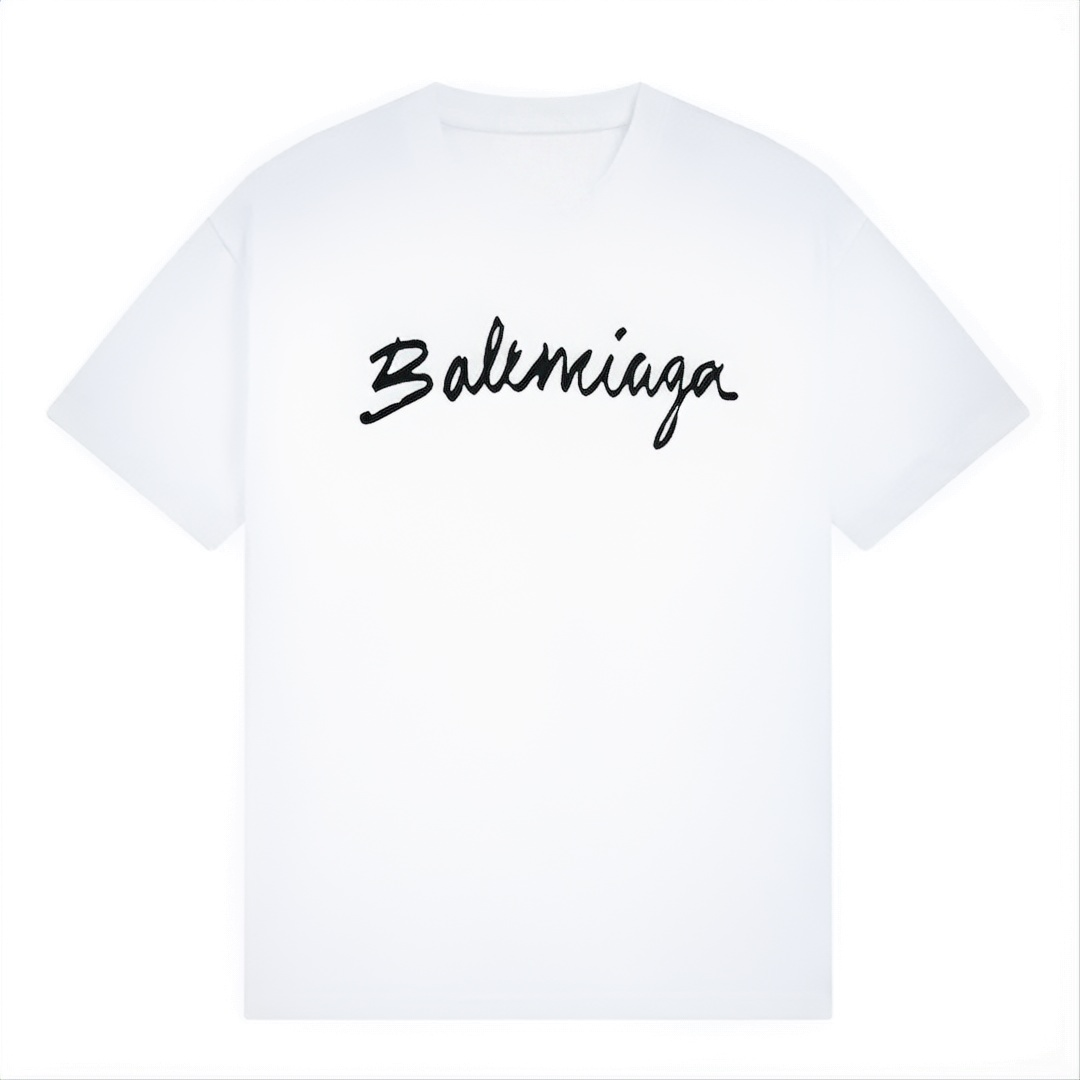 New Black Handwritten Letter Logo Graphic T-Shirt, Crew Neck Short Sleeve Casual Tee