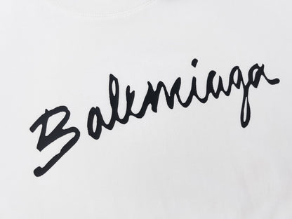 New Black Handwritten Letter Logo Graphic T-Shirt, Crew Neck Short Sleeve Casual Tee