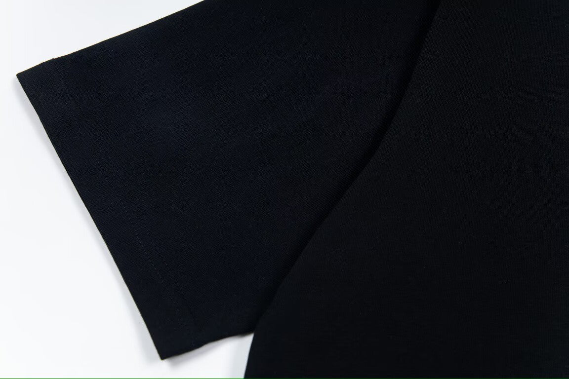 New Blue Label Logo Print T-Shirt, Crew Neck Short Sleeve Streetwear Black Tee