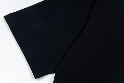 New Blue Label Logo Print T-Shirt, Crew Neck Short Sleeve Streetwear Black Tee